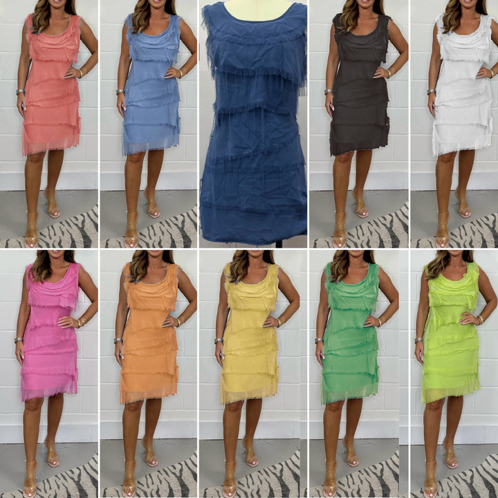 Avalance™| Stefanie Sleeveless Cake Skirt With Raw Edge