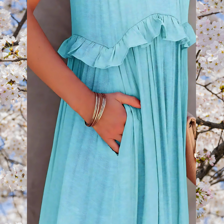 Meara | Halter Ruffle Maxi Dress