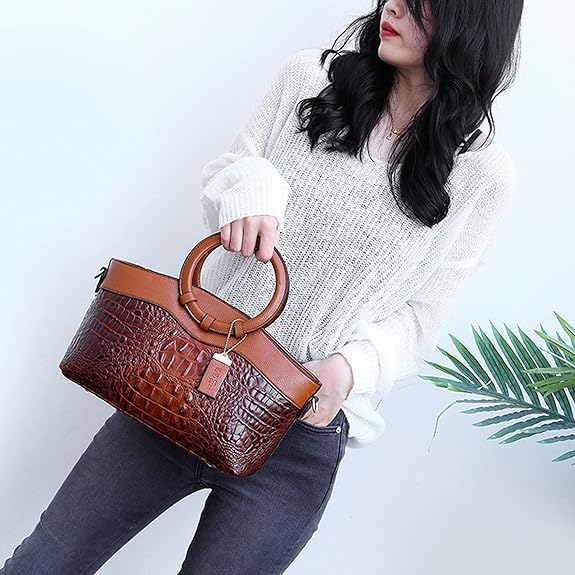 Vintage Luxury Crocodile Leather Handbag